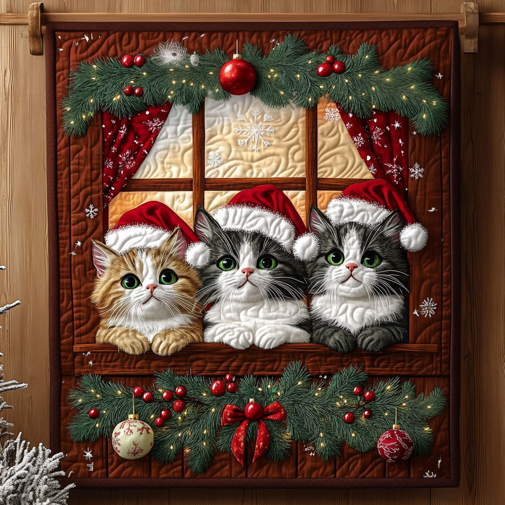 Christmas Window Cats KL1411002CL Quilt