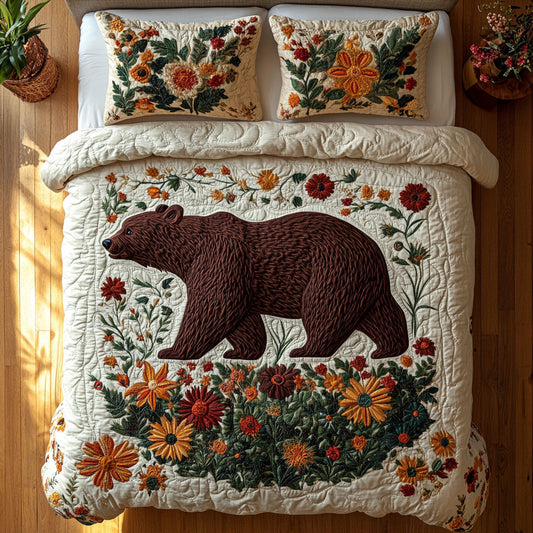 Floral Brown Bear CW2607022CL Duvet Cover Set