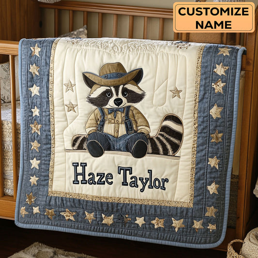 Cowboy Raccoon WN3007025CL Personalized Baby Quilt