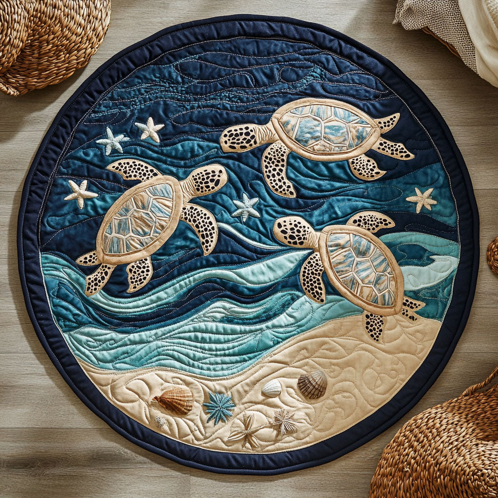 Marine Turtle WX2804040CL Quilted Round Mat