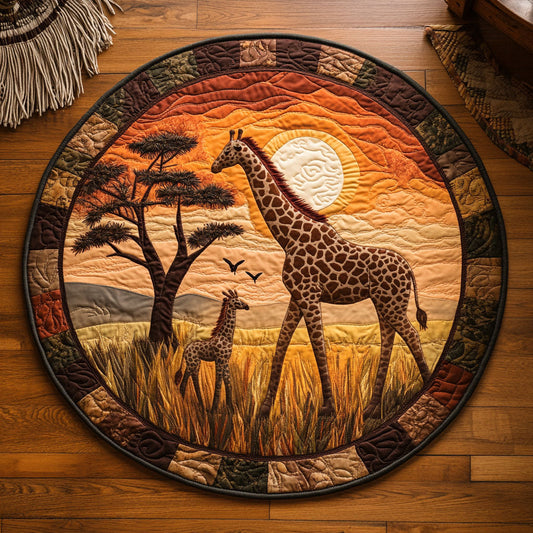 Giraffes At Dusk WJ2904028CL Quilted Round Mat