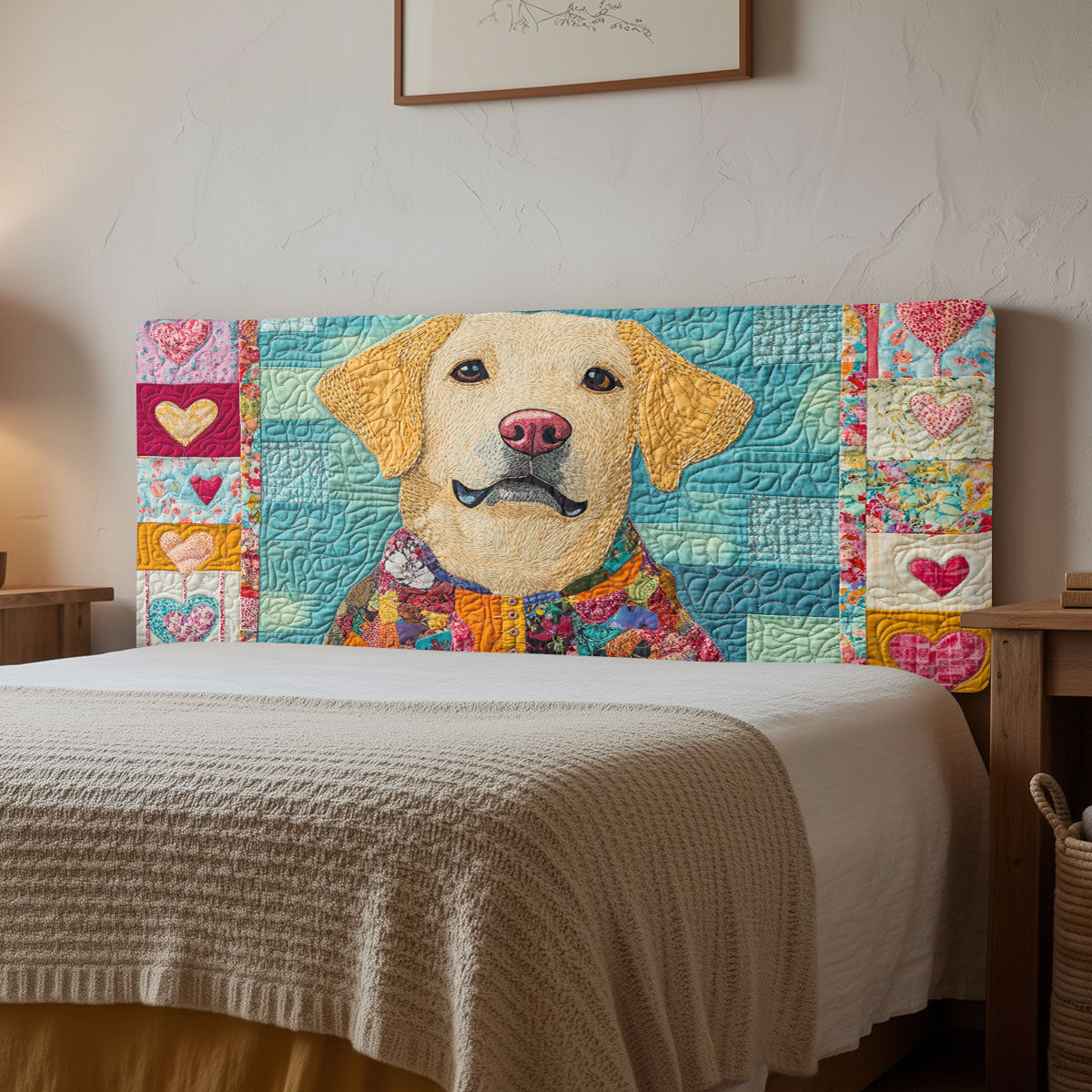Labrador Heart CW0501013CL Quilted Headboard Slipcover