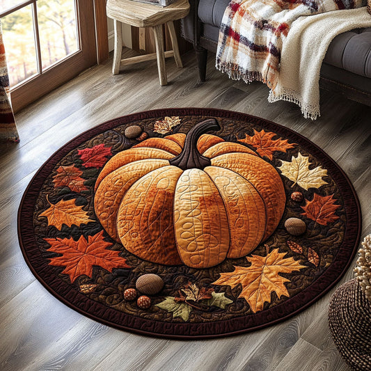 Autumn Pumpkin Parade WX0407004CL Quilted Round Mat
