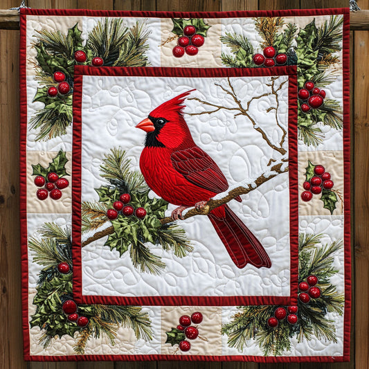 Cardinal with Mistletoe XK1009005CL Quilt Blanket