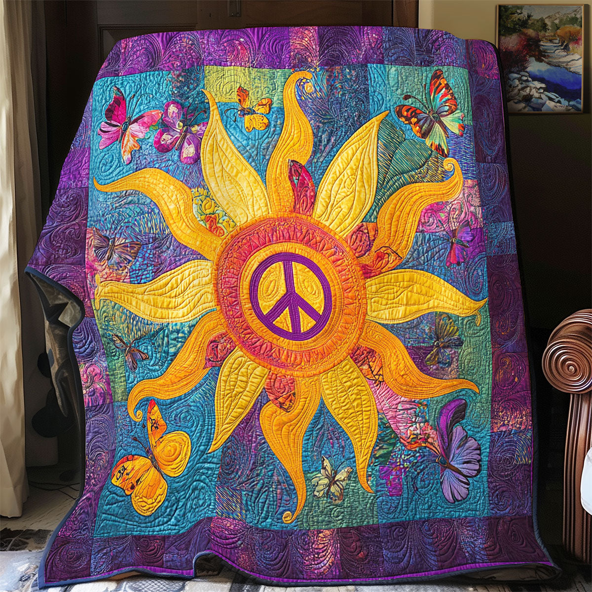 Peace Sign In Sun WY2102019CL Quilt