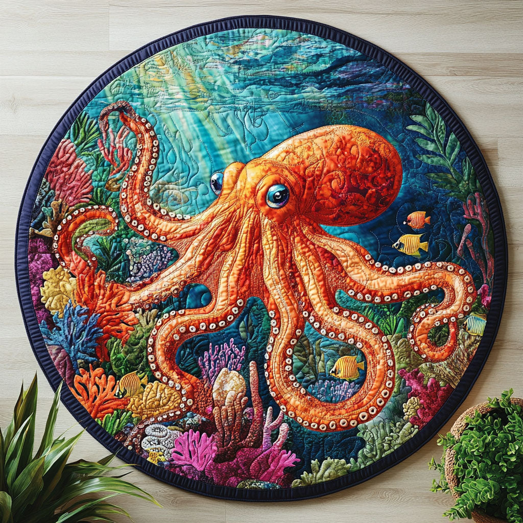 Octopus Ocean CW2006038CL Quilted Round Mat