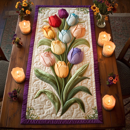 Tulip Whisper WN1706094CL Quilted Table Runner