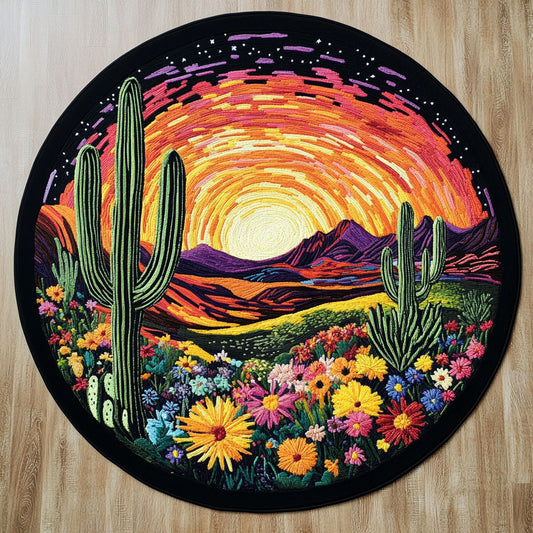 Cactus Sunset WX2003119CL Quilted Round Mat