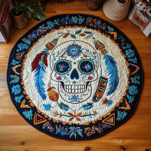 Tribal Skull Bloom WY0107041CL Quilted Round Mat