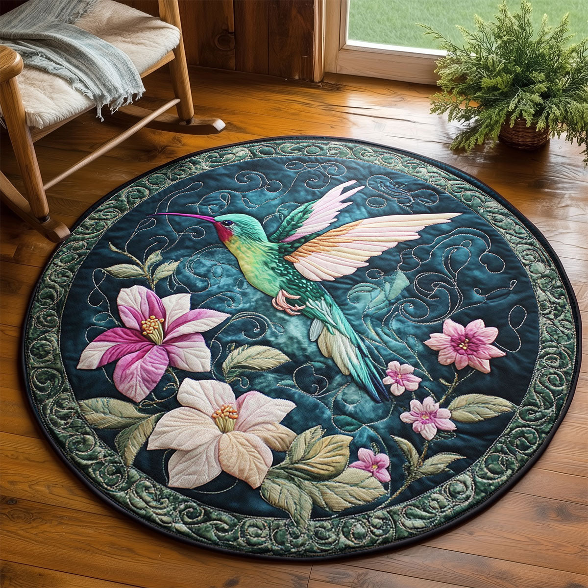 Winged Petals WY2203092CL Quilted Round Mat