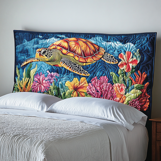 Coral Sea Turtle XR1912001CL Quilted Headboard Slipcover