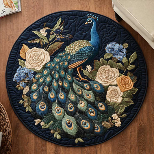 Flourishing Peacock WN2103086CL Quilted Round Mat