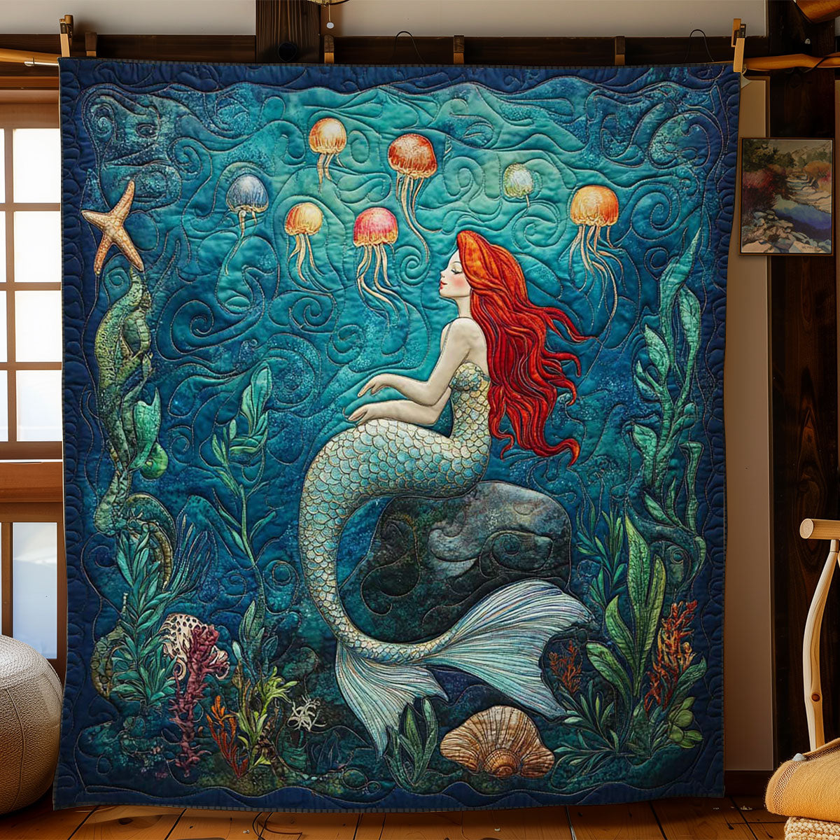 Sea Whisper Mermaid WN2203085CL Quilt