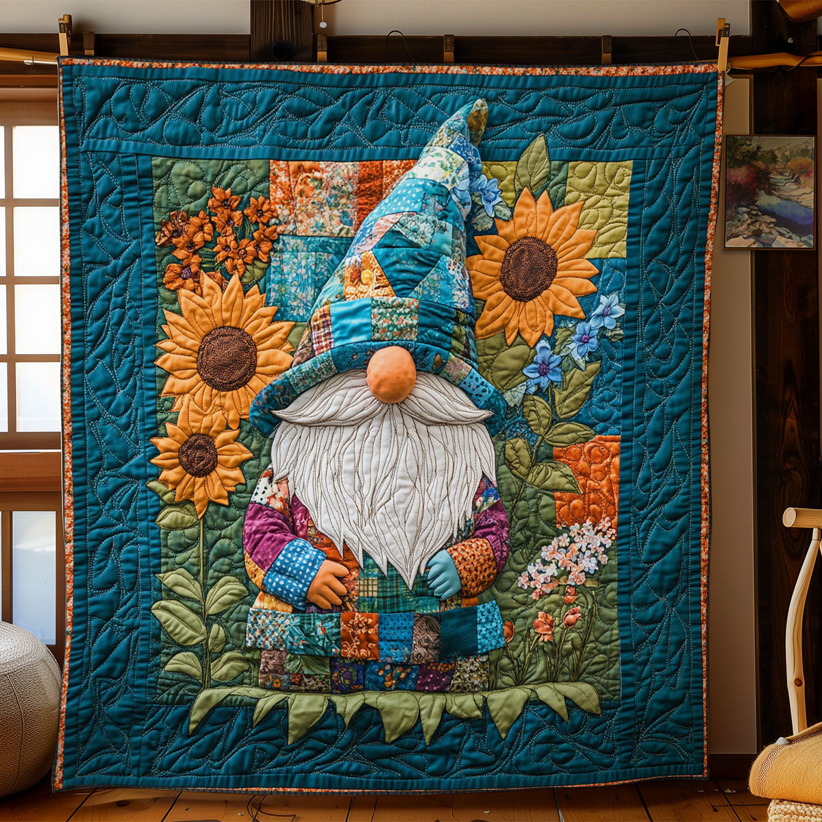Sunflower Garden Of Gnome WY2712066CL Quilt