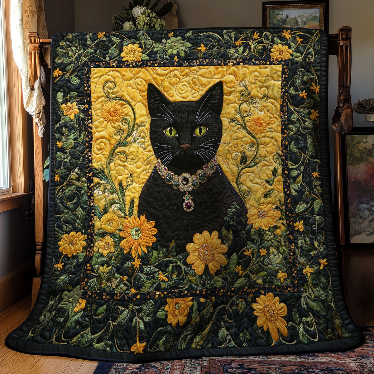 Black Cat Portrait WY2102005CL Quilt