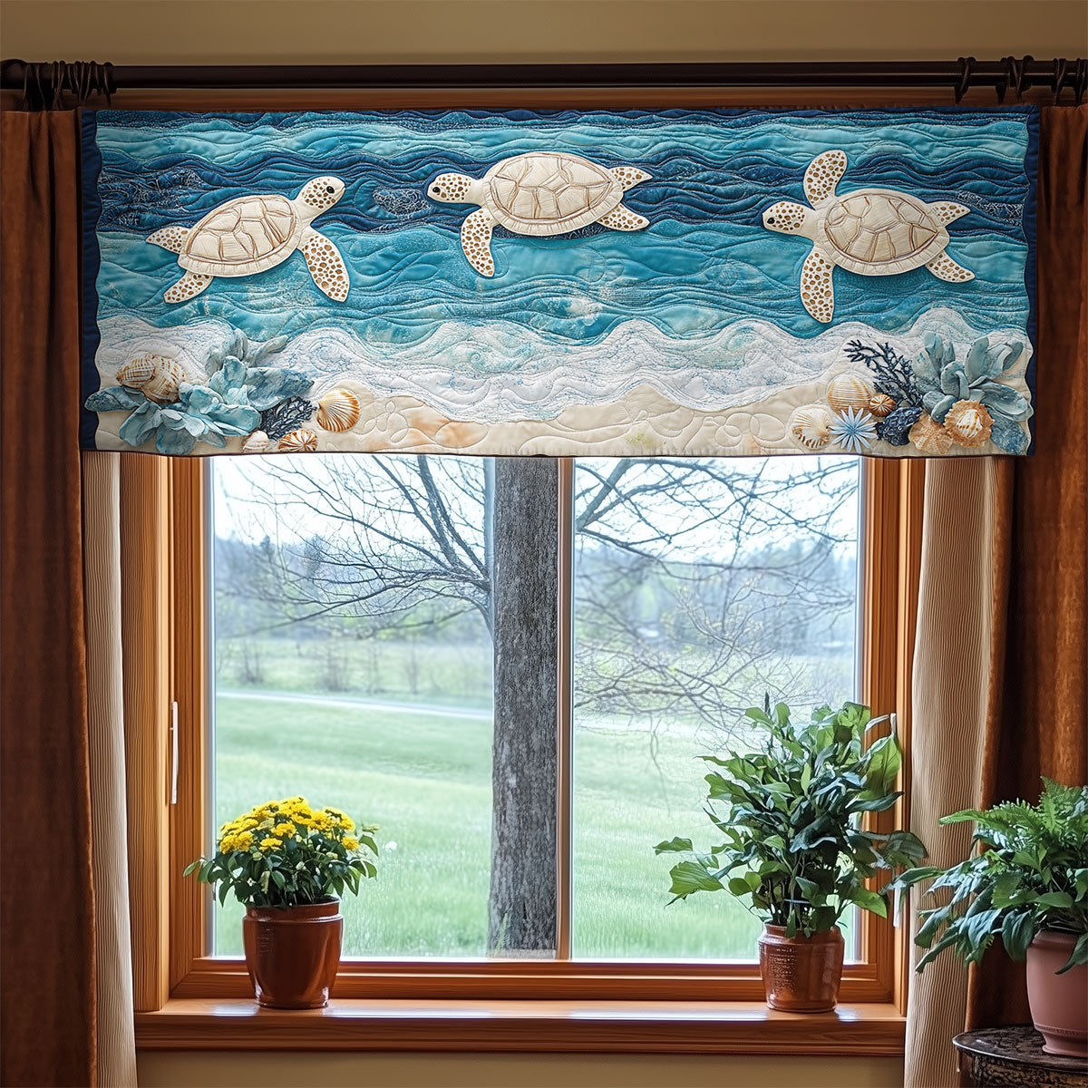 Marine Turtle WX0905036CL Quilted Valance