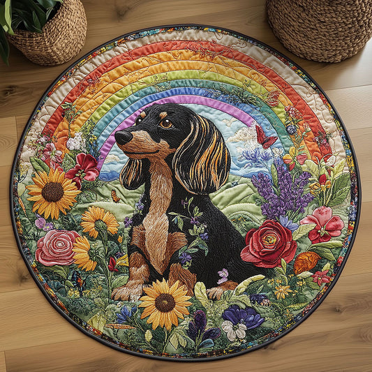 Happy Dachshund WN2208061CL Quilted Round Mat