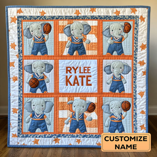 Bounce Elephant Baby WY2607011CL Personalized Baby Quilt