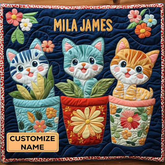 The Whiskered Trio WJ2807015CL Personalized Baby Quilt