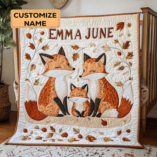 Fox Family Love WY0108014CL Personalized Baby Quilt