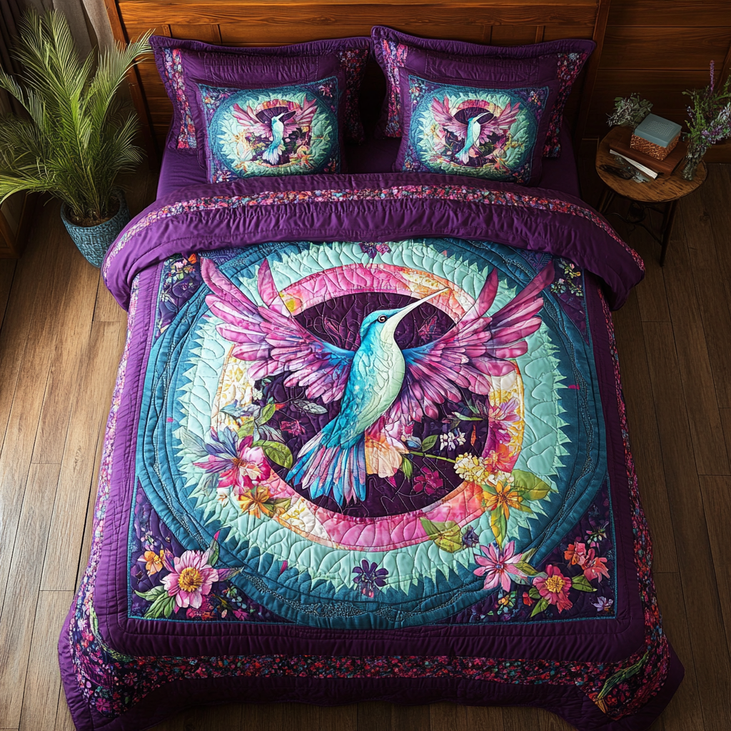 Purple Mystic Hummingbird WY3012049CL Duvet Cover Set