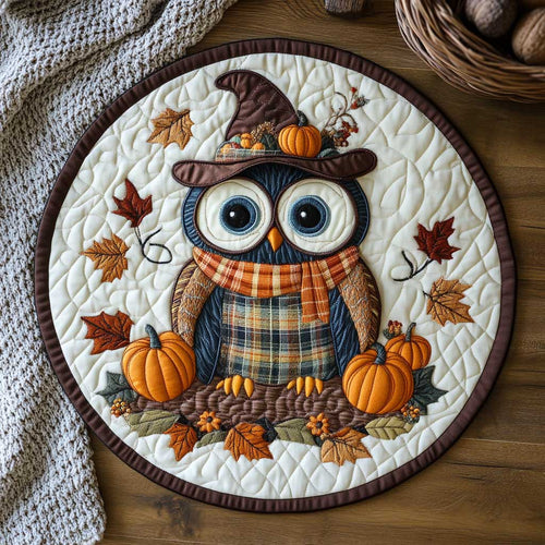 Pumpkin Owl WN1903027CL Quilted Round Mat