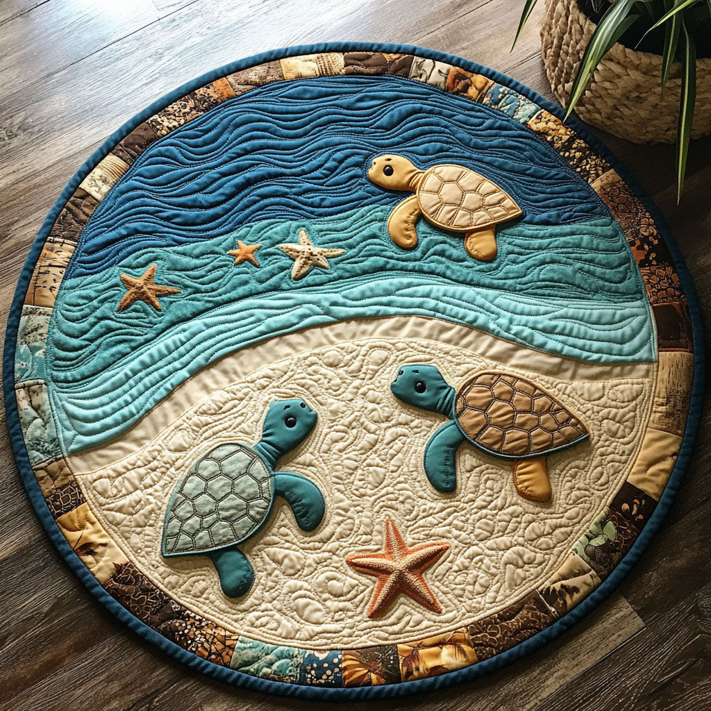 Sea Turtles CW1407038CL Quilted Round Mat