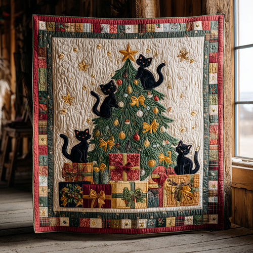 Playful Black Cat Christmas WN0711047CL Quilt
