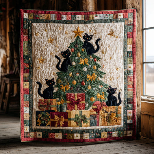 Playful Black Cat Christmas WN0711047CL Quilt