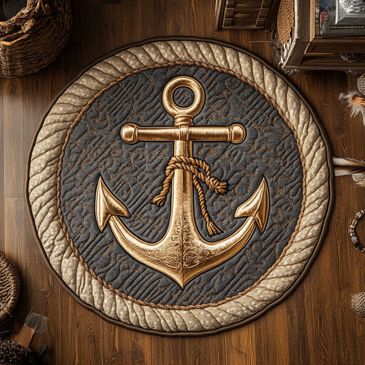 Brown Anchor WY1106008CL Quilted Round Mat