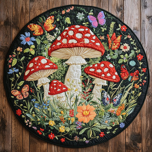 Mushroom Circle WN2605055CL Quilted Round Mat