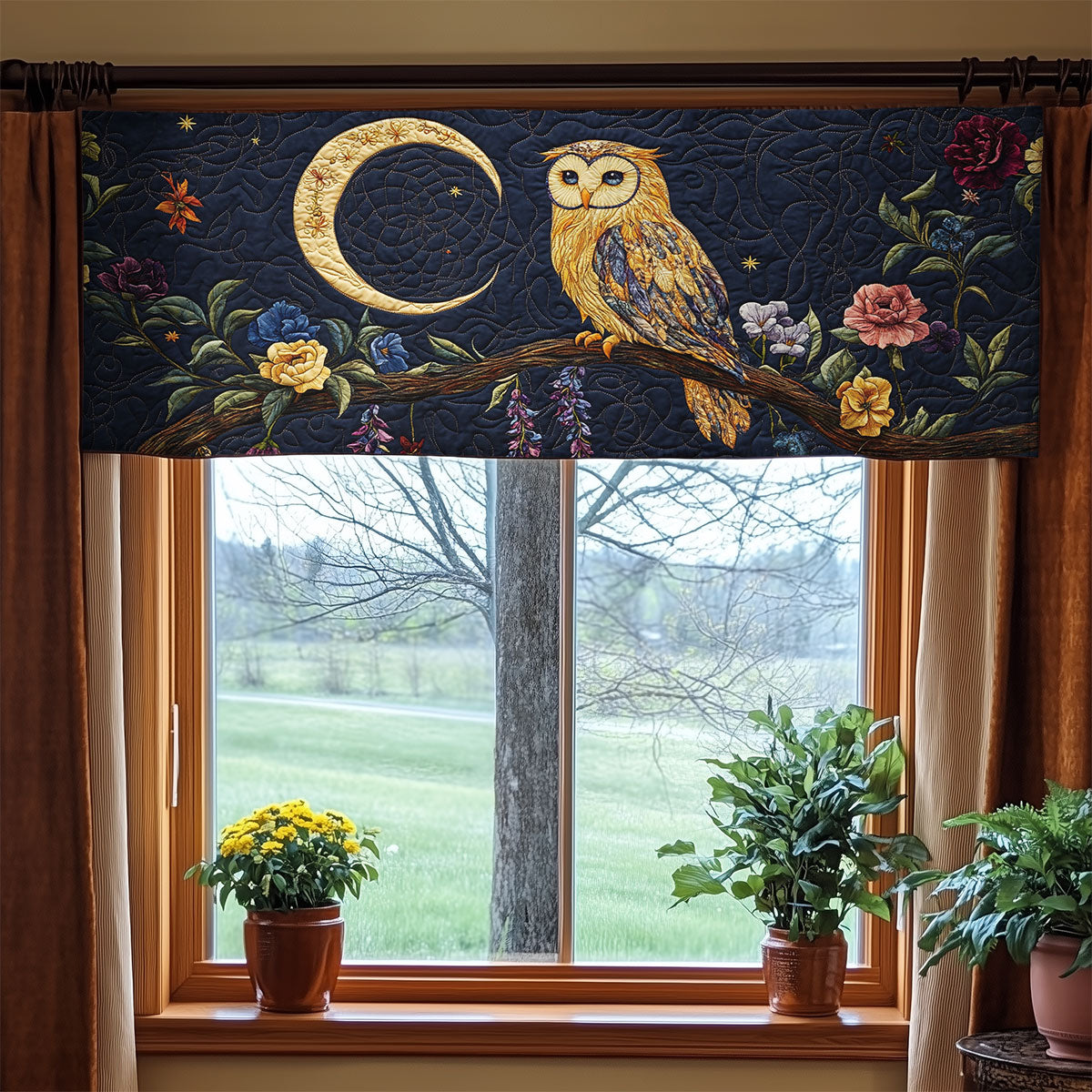 Floral Owl WX2205024CL Quilted Valance