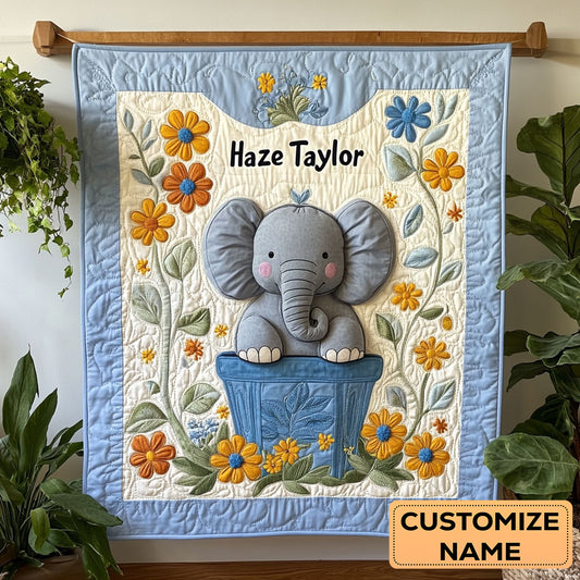Little Elephant WN1807072CL Personalized Baby Quilt