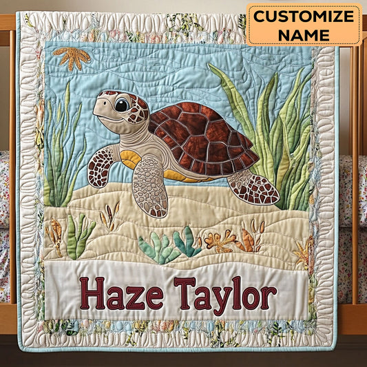 Turtle Tide WN2807128CL Personalized Baby Quilt