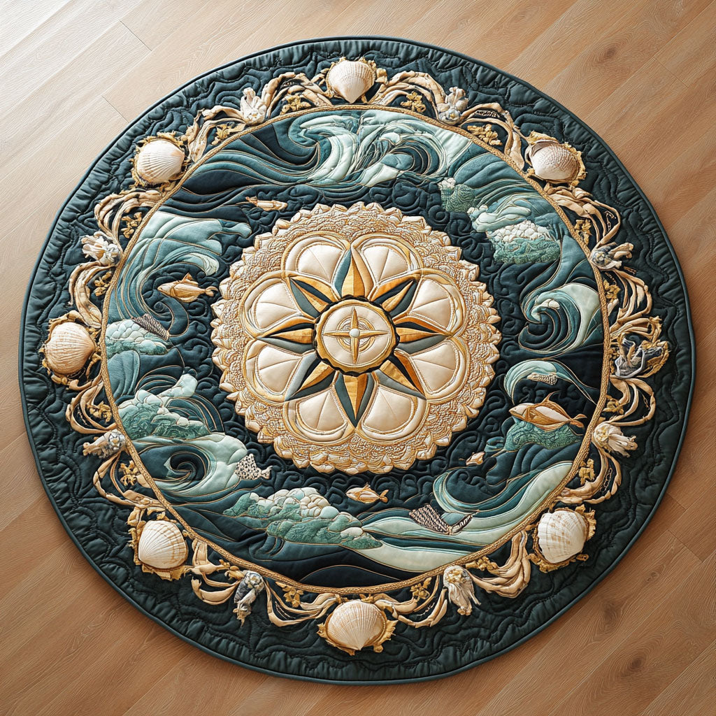 Seashell Compass Dream WY0107011CL Quilted Round Mat
