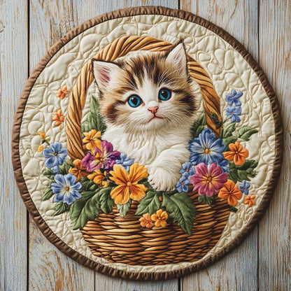 Adorable Cat CQ0905002CL Quilted Round Mat
