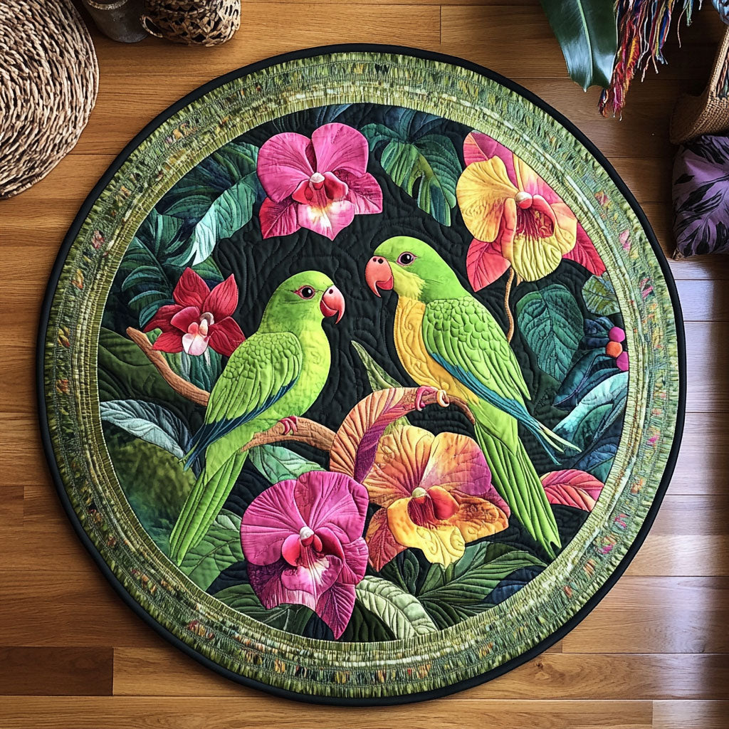 Orchid Lovebirds WY1408038CL Quilted Round Mat