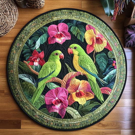 Orchid Lovebirds WY1408038CL Quilted Round Mat