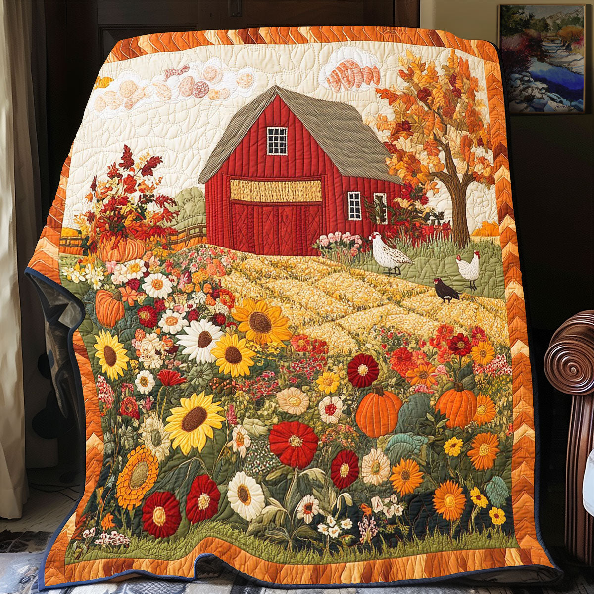 Peaceful Red Barn WP1504042CL Quilt