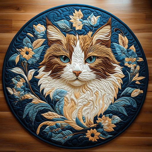 Cats And Flowers CQ2504005CL Quilted Round Mat