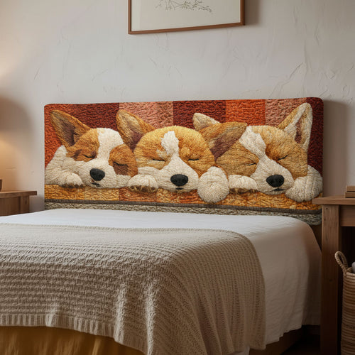 Cozy Corgis CP2912017CL Quilted Headboard Slipcover