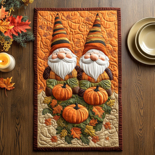Pumpkin Gnomes XR1609008CL Quilted Table Runner