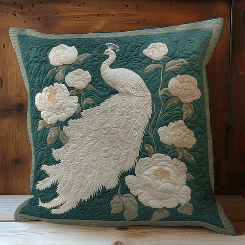 Elegant White Peacock WY0803016CL Quilt Pillow Case