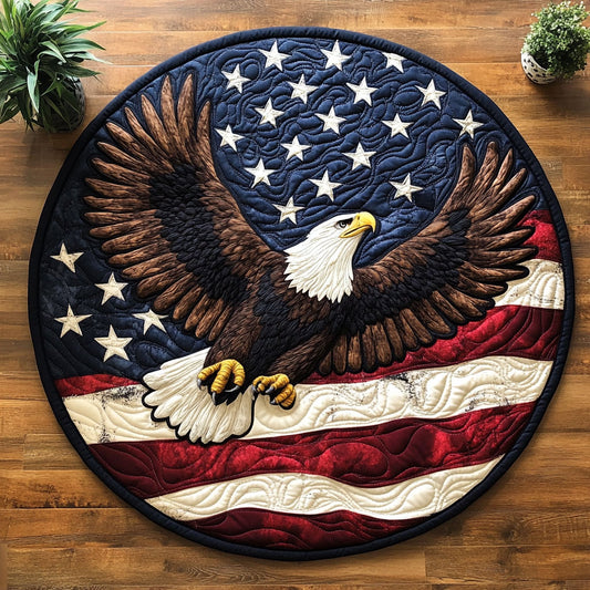 Patriotic Eagle CM2304011CL Quilted Round Mat
