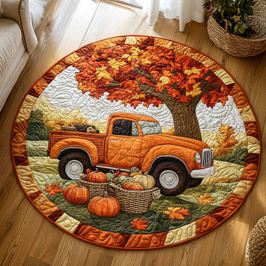 Autumn Pumpkin Truck WY1908005CL Quilted Round Mat