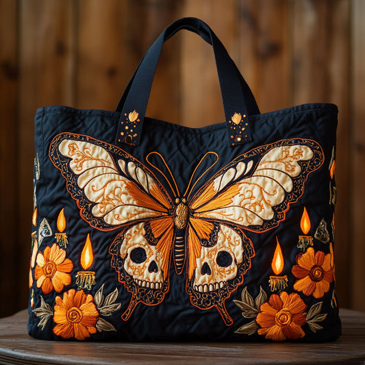 Monarch Skull CW0910053CL Quilted Tote Bag