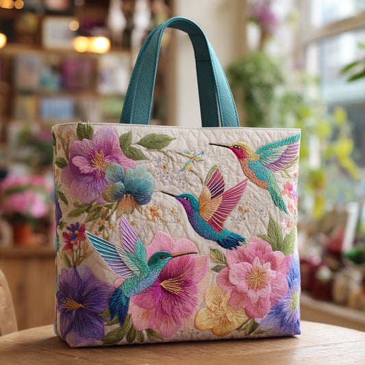 Hummingbird Garden Bloom CW2709013CL Quilted Tote Bag