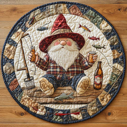 Fishing Gnome WN1205023CL Quilted Round Mat