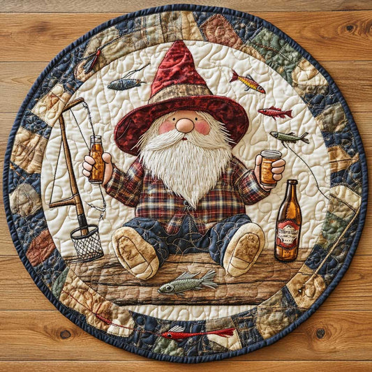Fishing Gnome WN1205023CL Quilted Round Mat