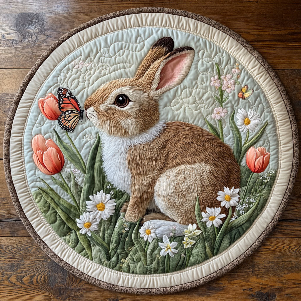 Rabbit And Butterfly CP0406083CL Quilted Round Mat